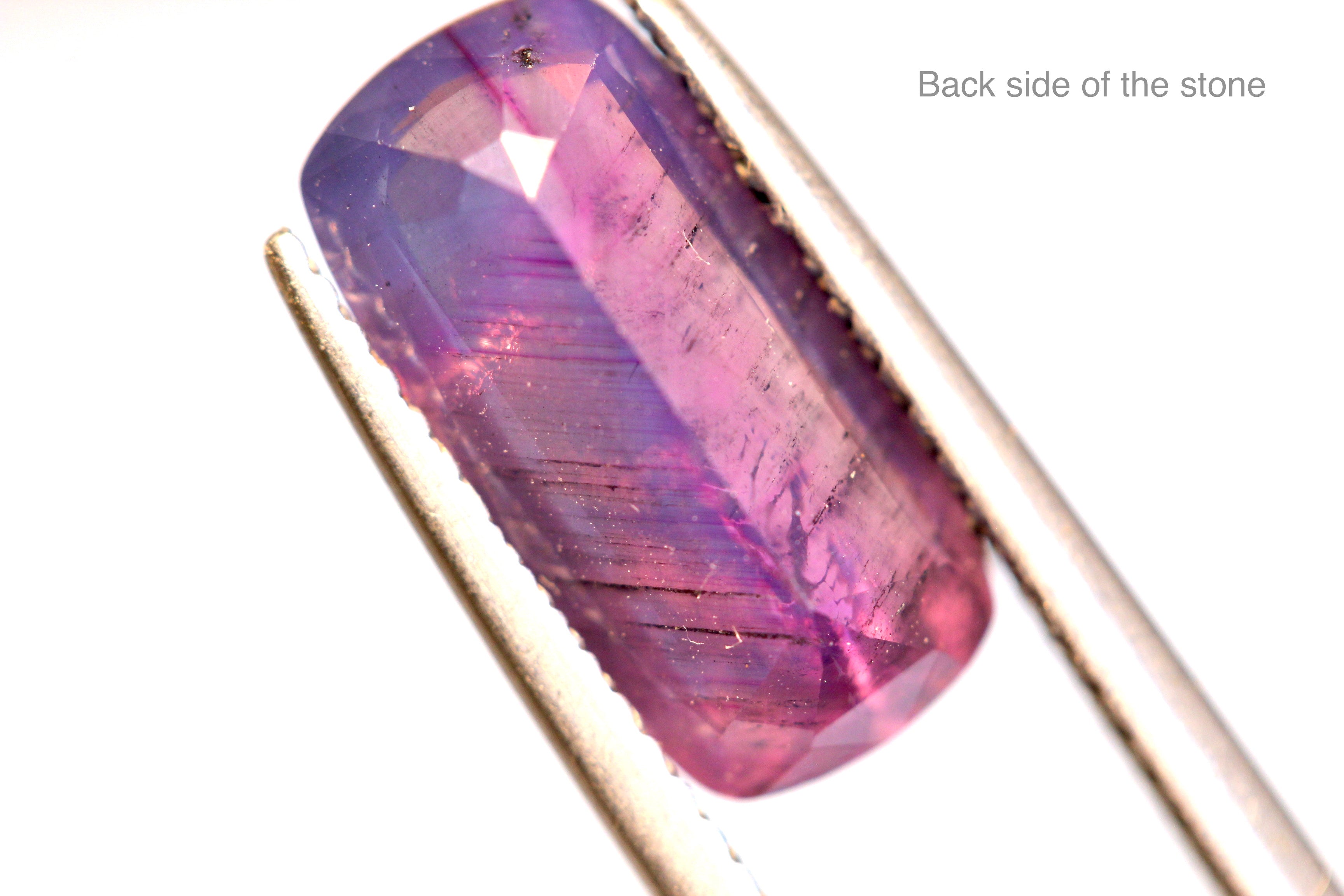 3.8 Carats Emerald Cut Natural Purplish pink Kashmir Sapphire