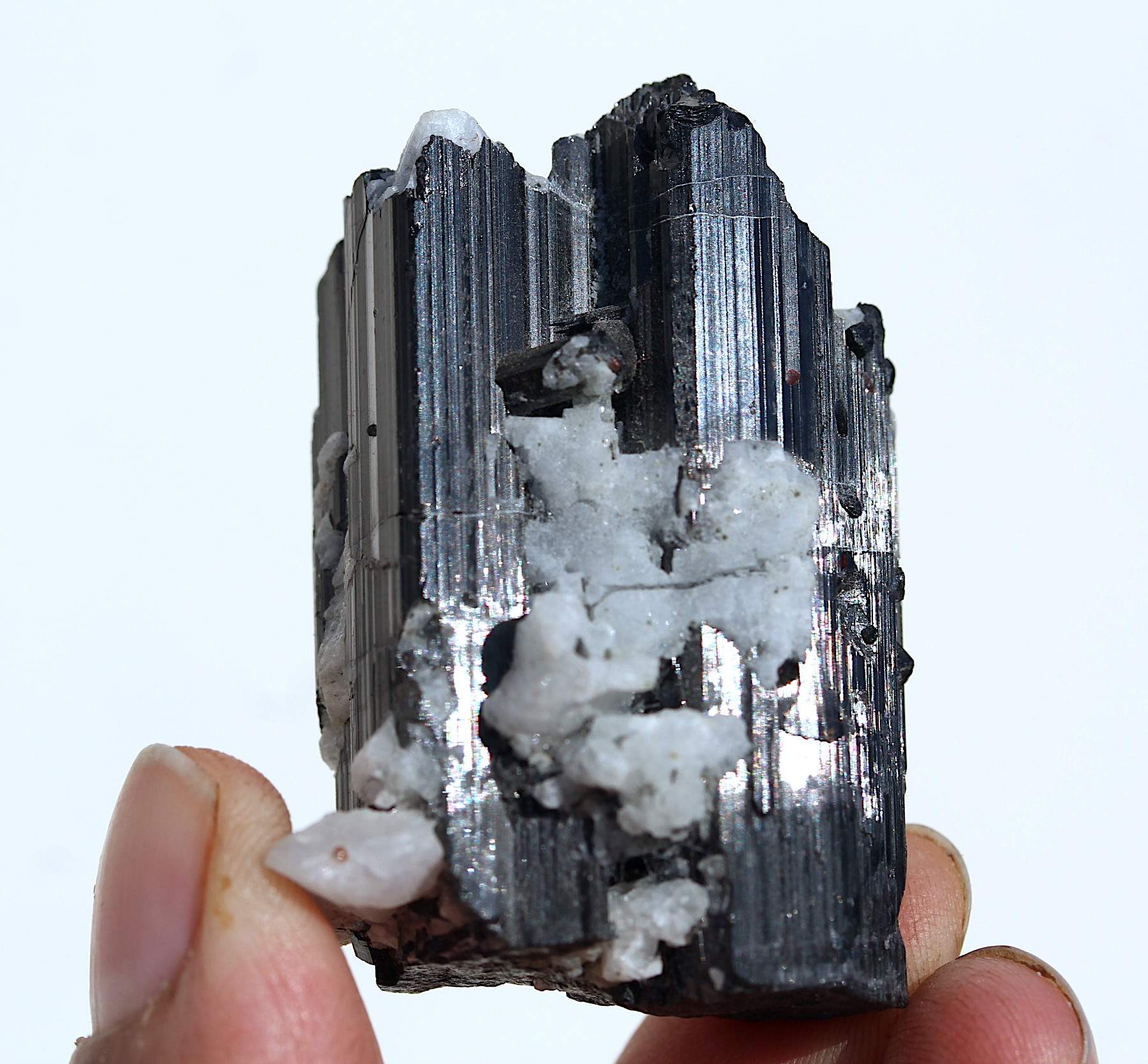 42.8 grams Black Tourmaline Crystals on Feldspar