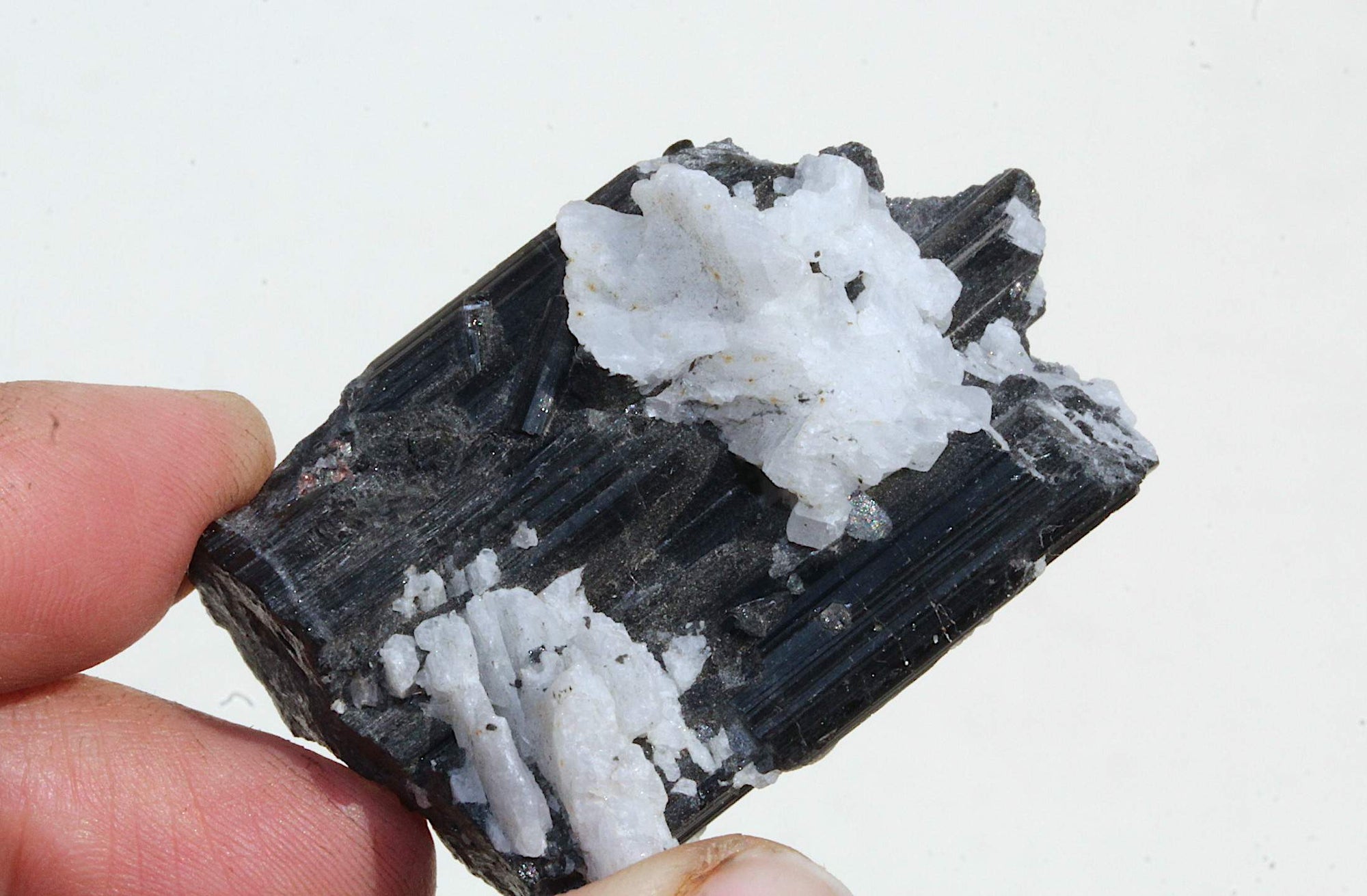 42.8 grams Black Tourmaline Crystals on Feldspar
