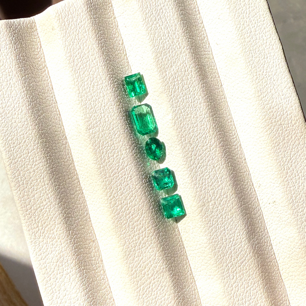1.54 carats Vivid Green Emeralds- Step Cut, Princes, Cushion Cut