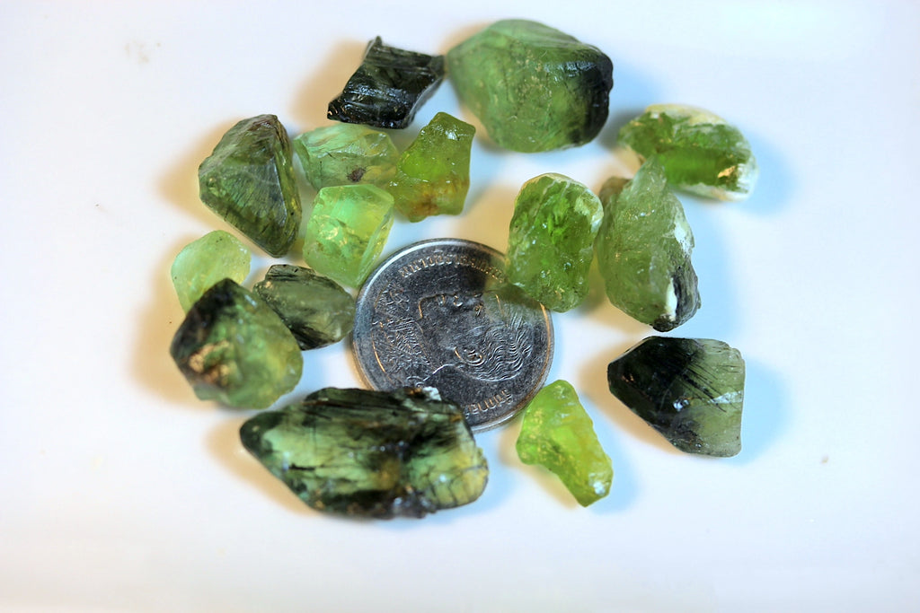 110 Carat Natural Peridot Rough Parcel with Ludwigite, Pakistan