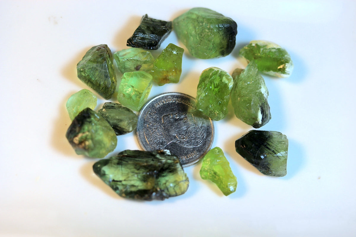 110 Carat Natural Peridot Rough Parcel with Ludwigite, Pakistan
