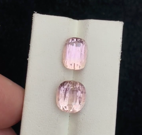 2 Pieces Cushion ,Emerald Cut Natural Pink Topaz | Imperial Topaz | Katlang Topaz