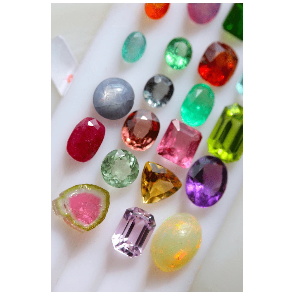 Buy Multi Collection of loose gems for sale - emerald, ruby, peridots, watermelon tourmaline, amethyst, 