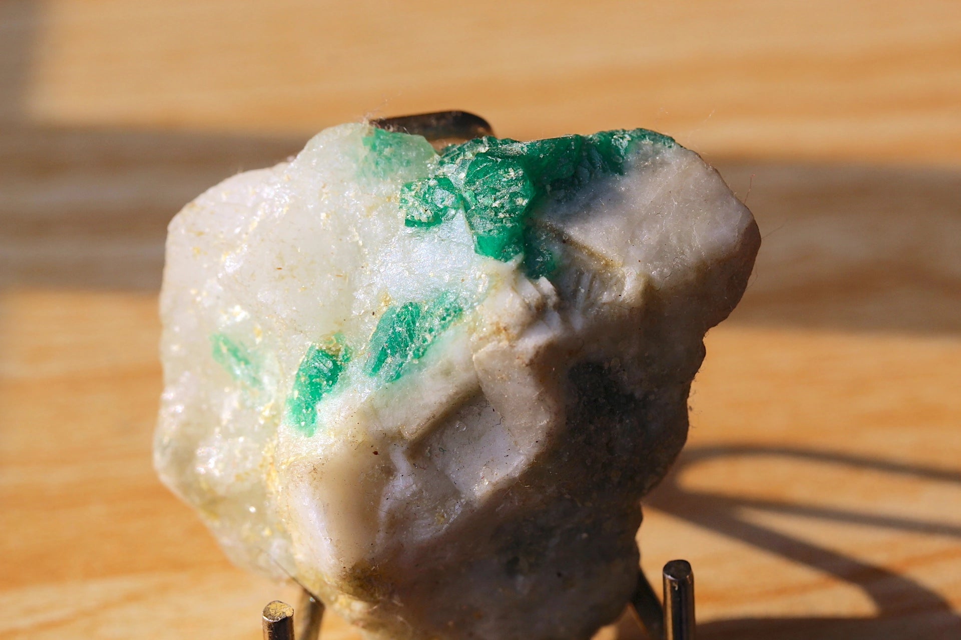 67 Grams Vivid Green Swat Emerald on Clacite