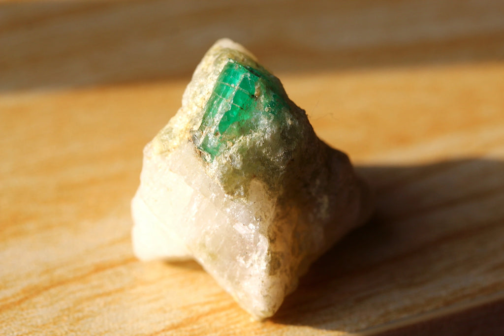 Light Green Swat Emerald Crystal on Calcite