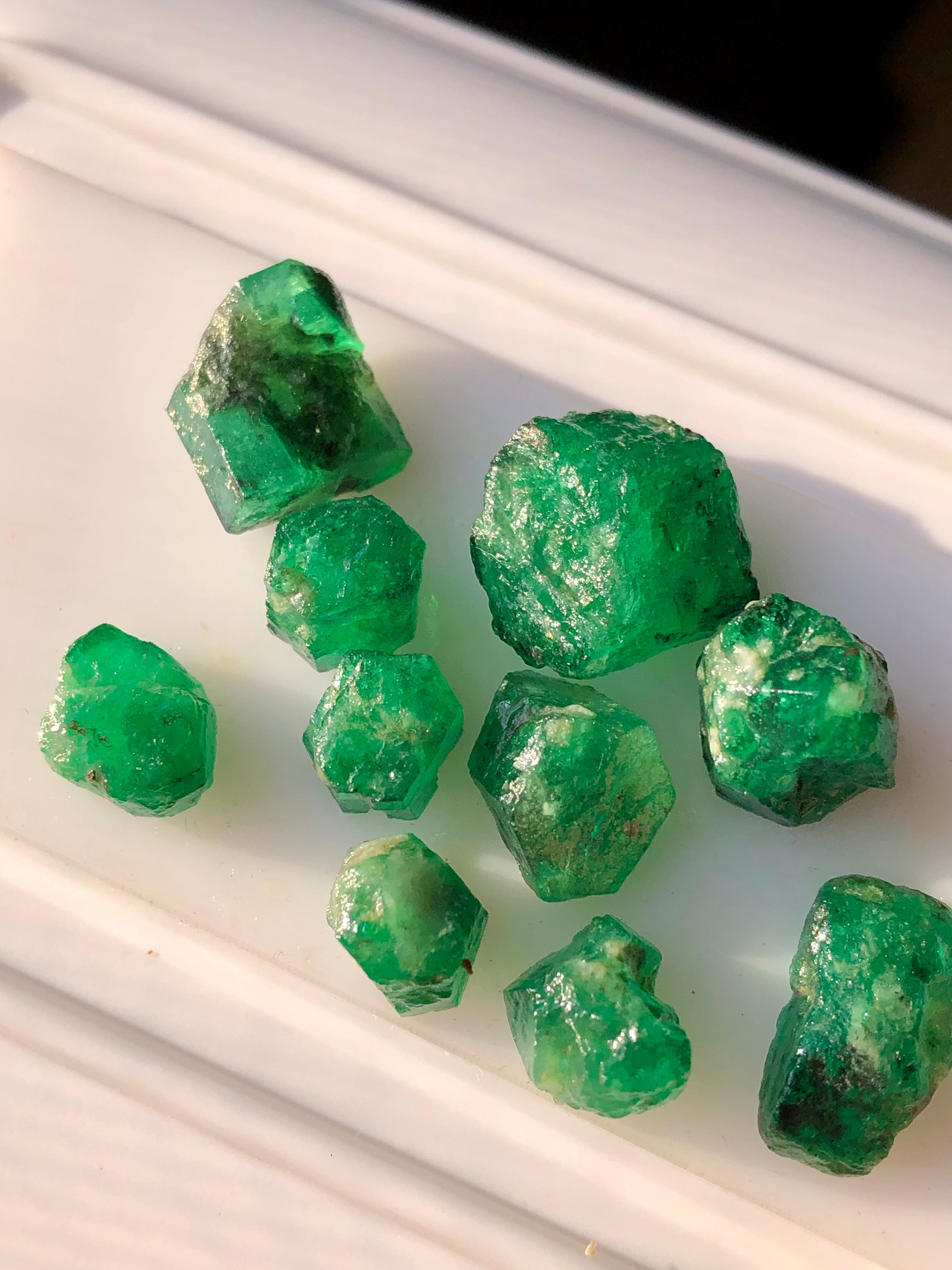 49ct Vivid Green Swat Emeralds Rough Lot - Natural Pakistan Emerald ...