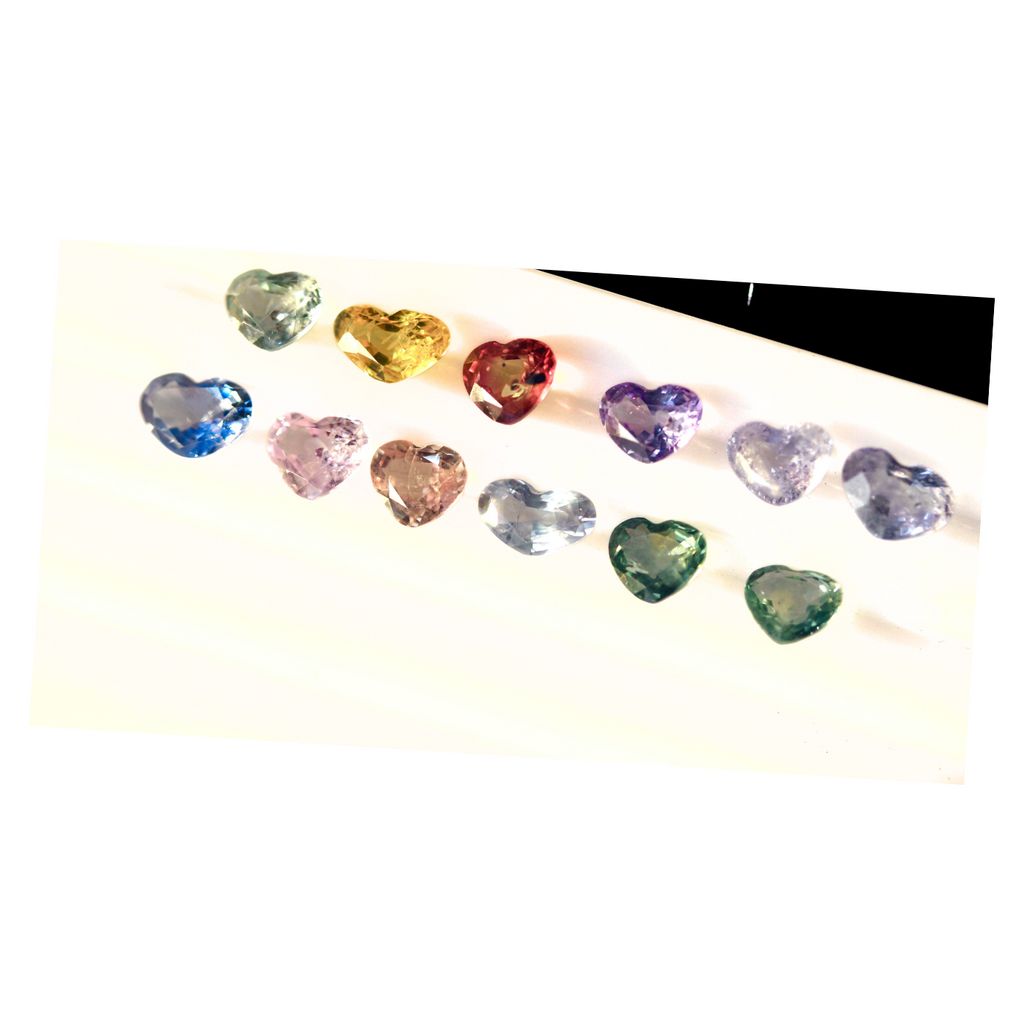 9.3 carats Natural Heart Shape Sapphires Deal - Pink Blue, Yellow, Green Purple
