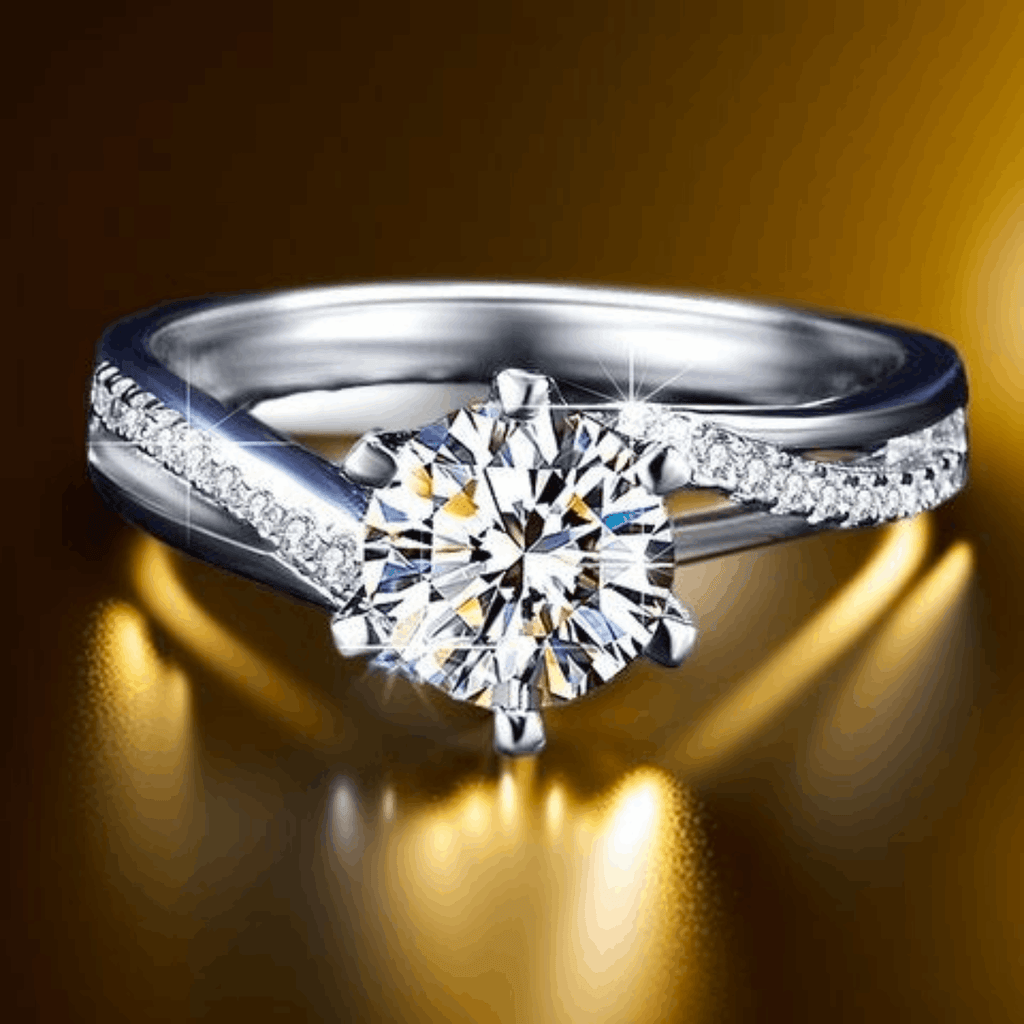 Moissanite 925 silver Sterling gold plated Ring for Ladies