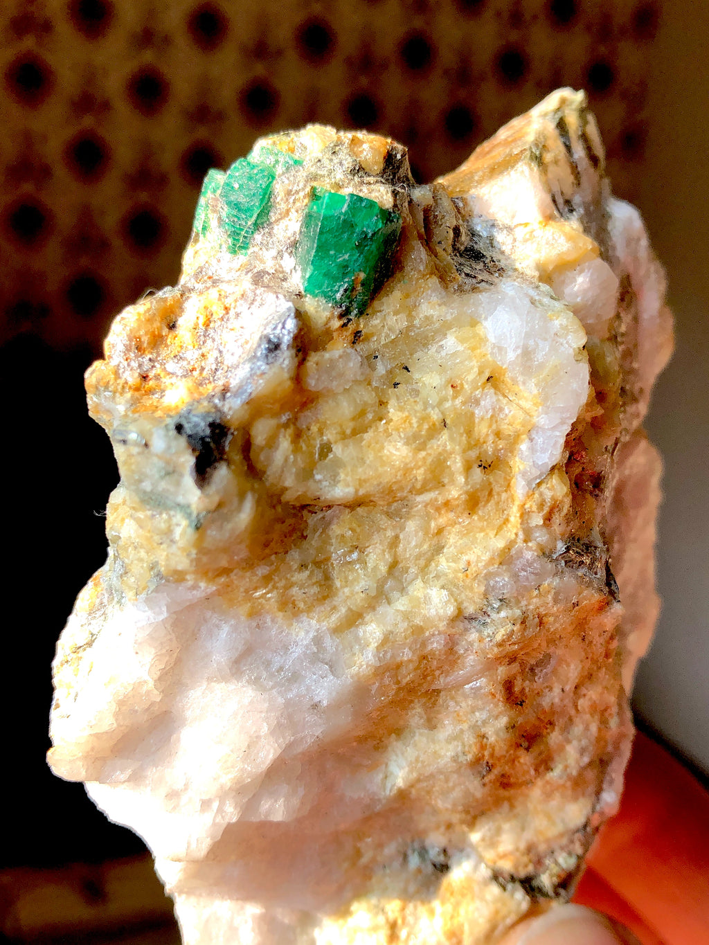 240 Grams Vivid Green Emerald with Golden Mica, Quartz Feldspar - from Swat Pakistan