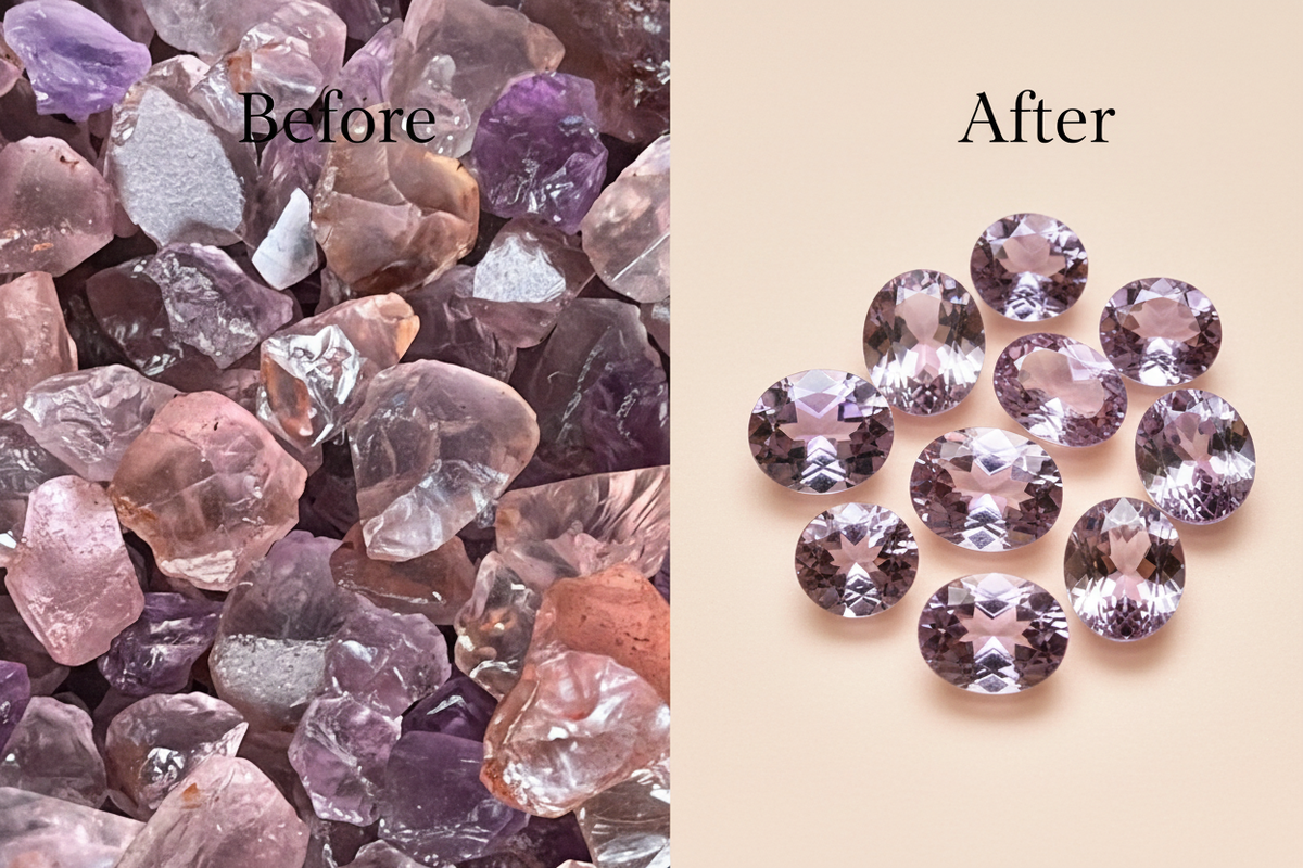 Raw Rose De France Amethyst Stone for Faceting | Rough Amethyst Pastel Color