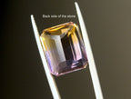 12 carats Emerald Cut bi color Amitrine - Purple Orange