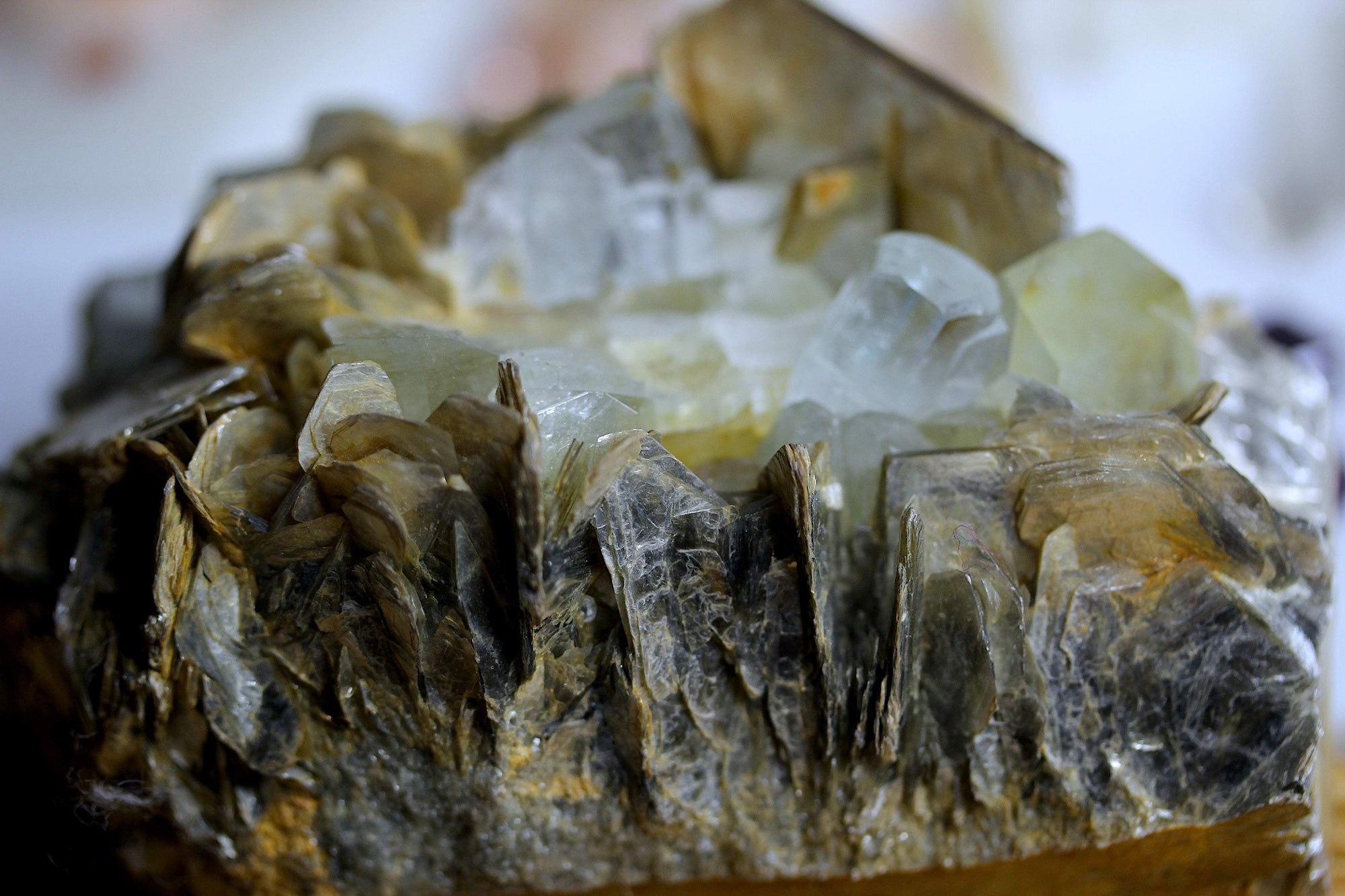 438 Grams Aquamarine Goshenite Crystal on Mica from Nagar Pakistan