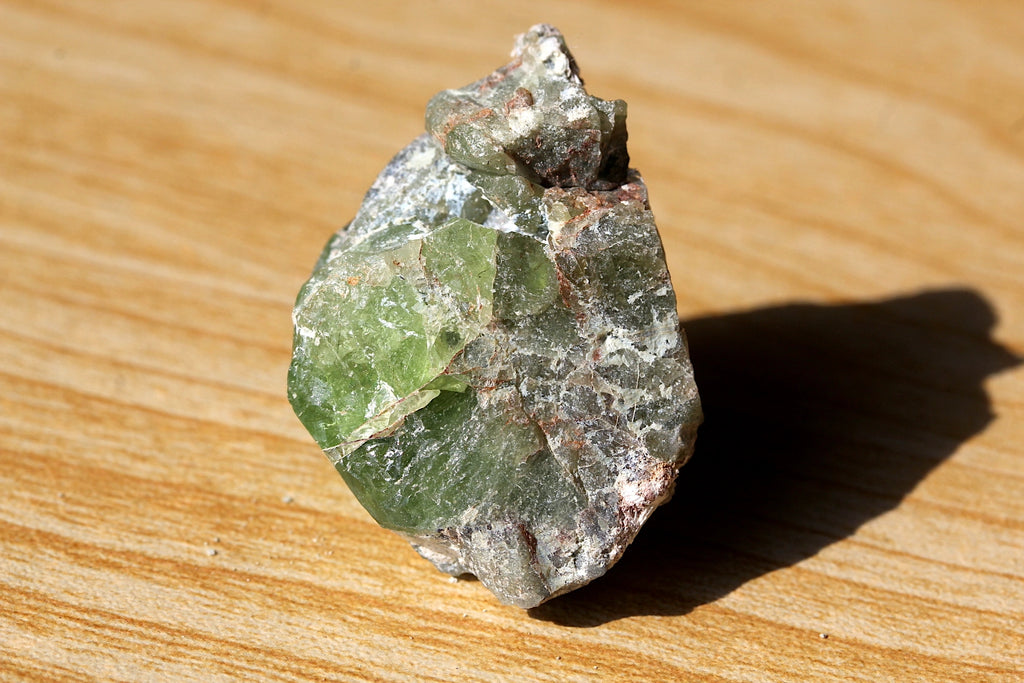 Backside Natural Peridot Crystal on Feldspar
