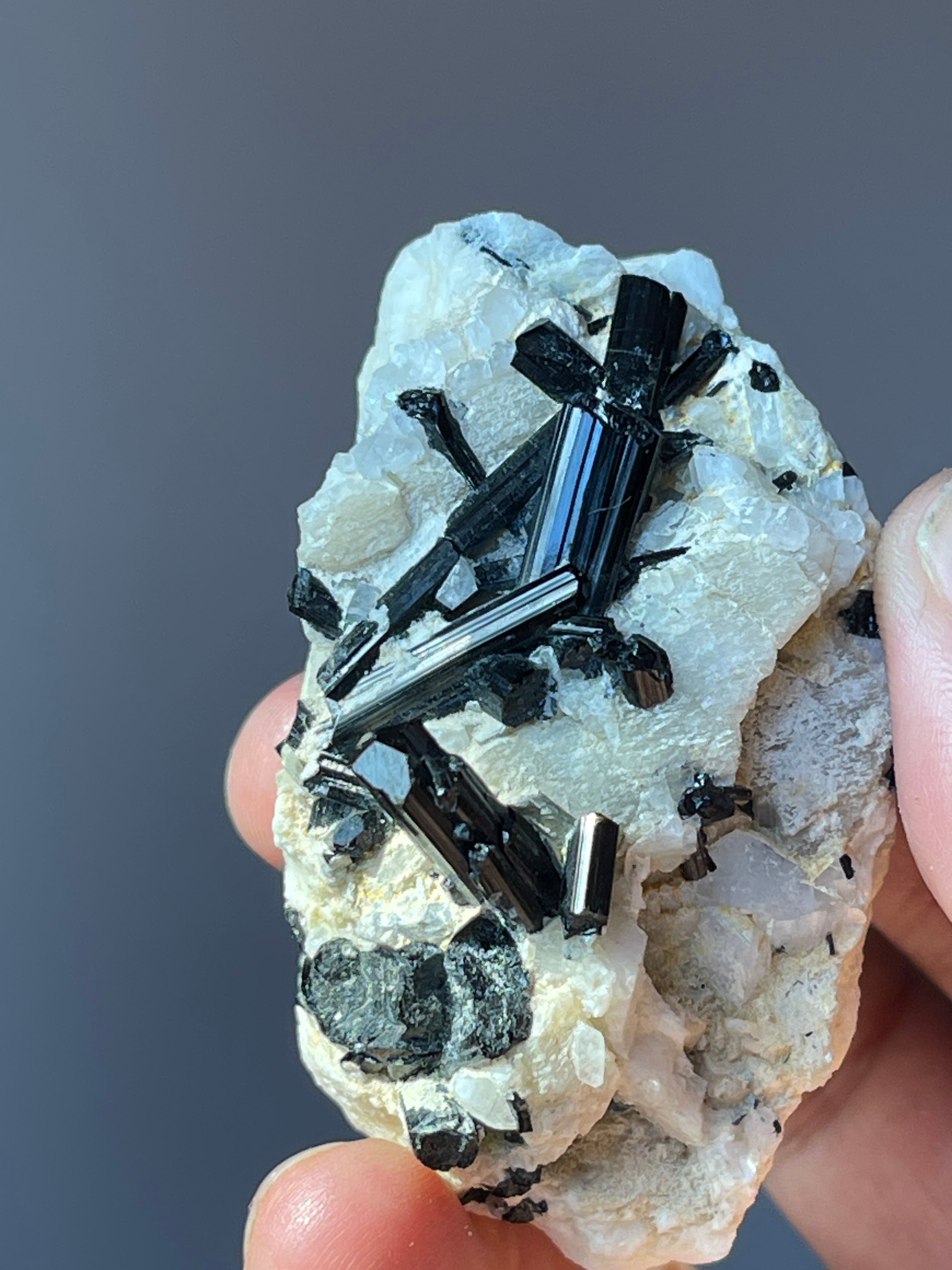 70 grams Black Tourmaline Crystals on Albite from Skardu, Pakistan