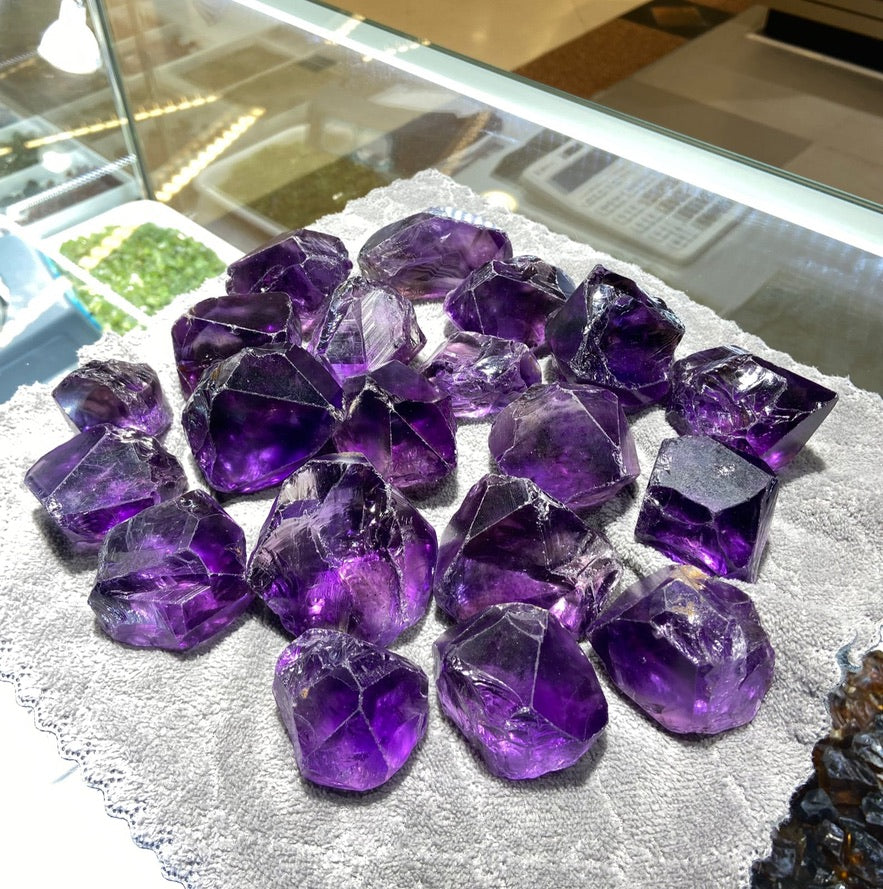 Brazilian rough amethyst crystals