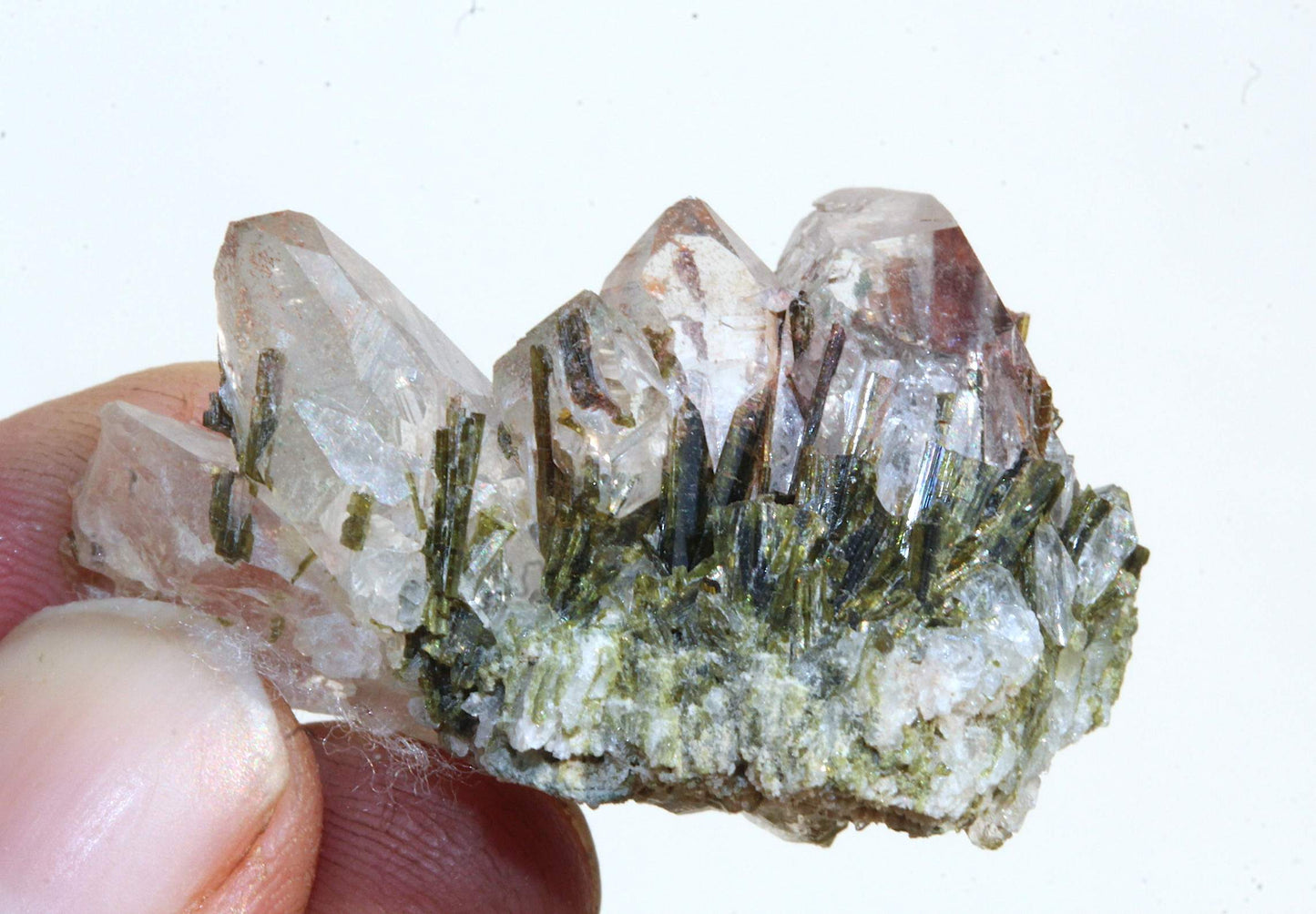 13.6 grams Clear Quartz with Epidote Crystal Needles