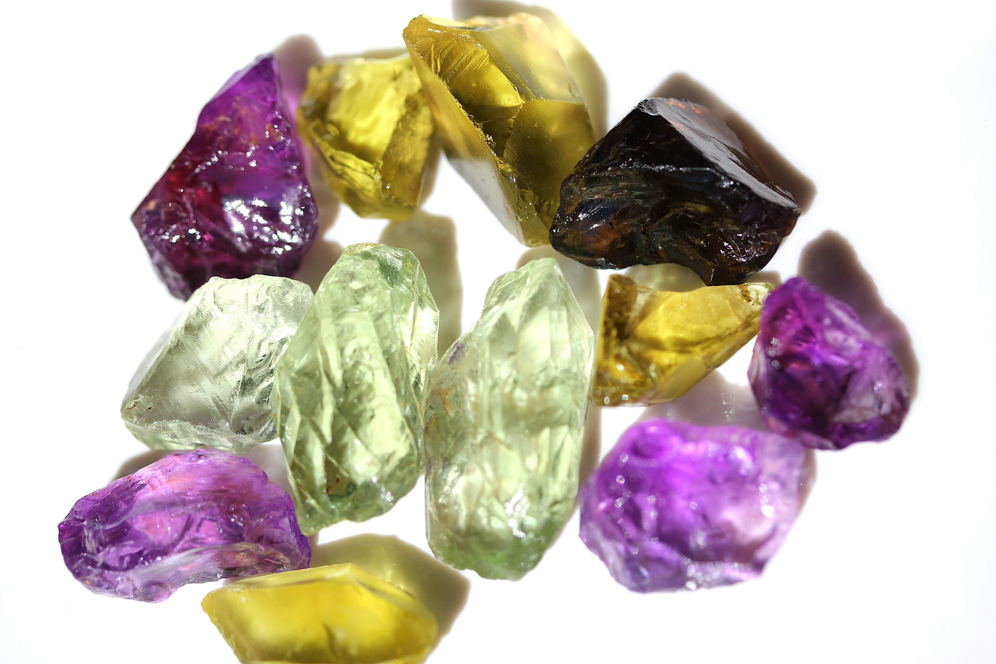 100 Grams / 500 Carats Rough Facet Grade Rough Amethyst, Lemon Quartz, Prasiolite, Citrine