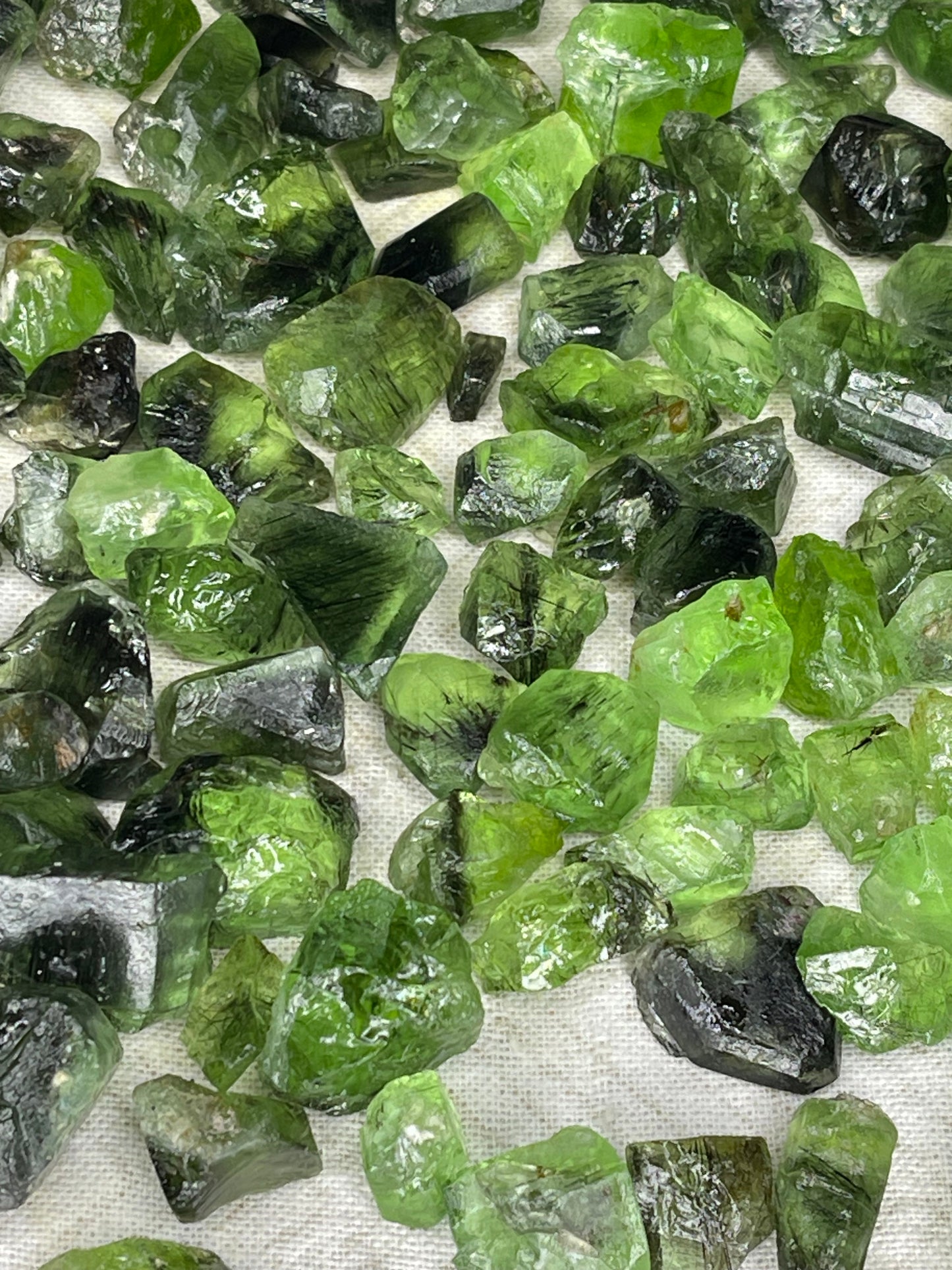 100 grams / 500 carats Natural Raw Peridots with Ludwigite Inclusions
