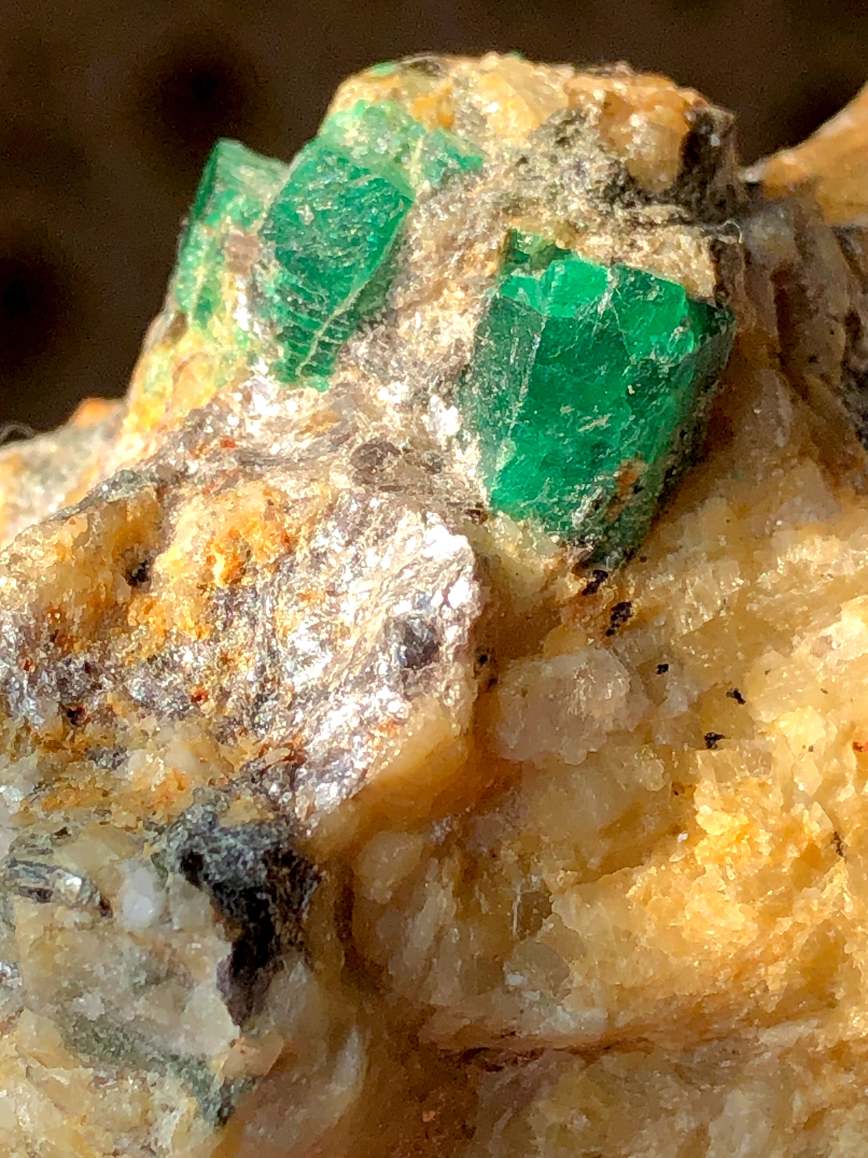 240 Grams Vivid Green Emerald with Golden Mica, Quartz Feldspar - from Swat Pakistan