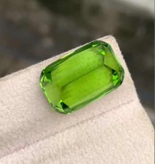 Green Peridot 18 × 13 mm Octagonal Cut from Pakistan