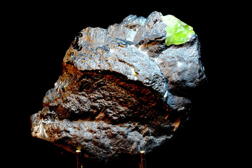382g Peridot on a Large Magnetite Matrix Specimen — Sapat, Kohistan, Pakistan