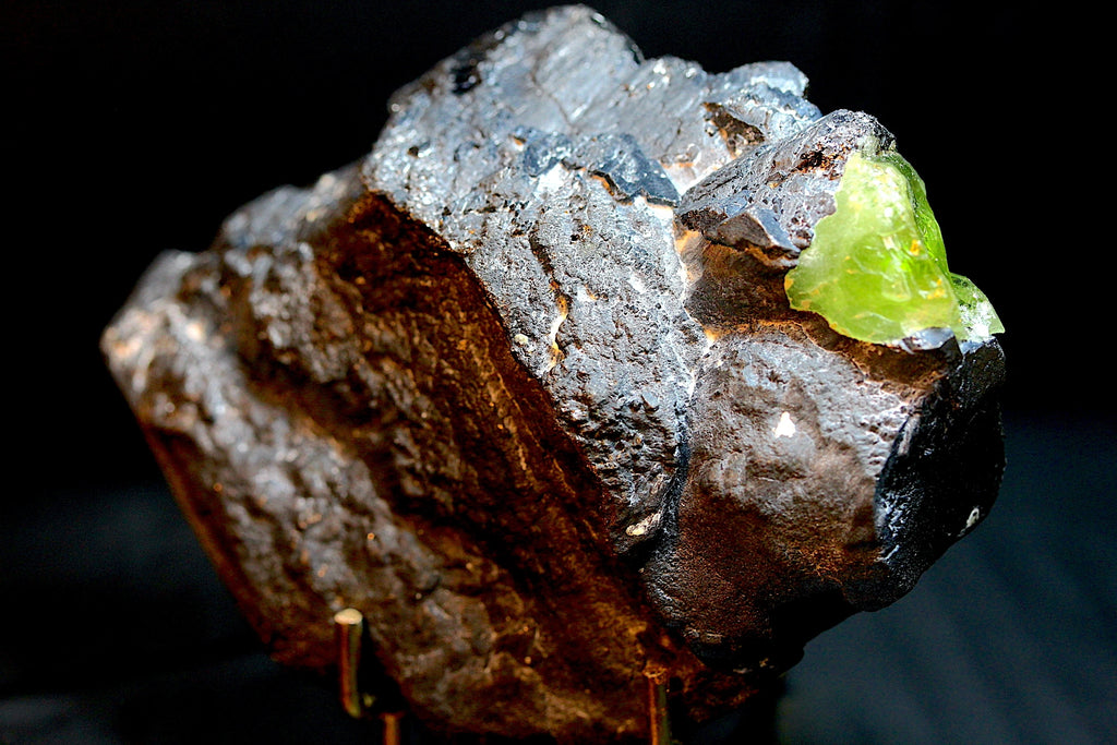 382g Peridot on a Large Magnetite Matrix Specimen — Sapat, Kohistan, Pakistan