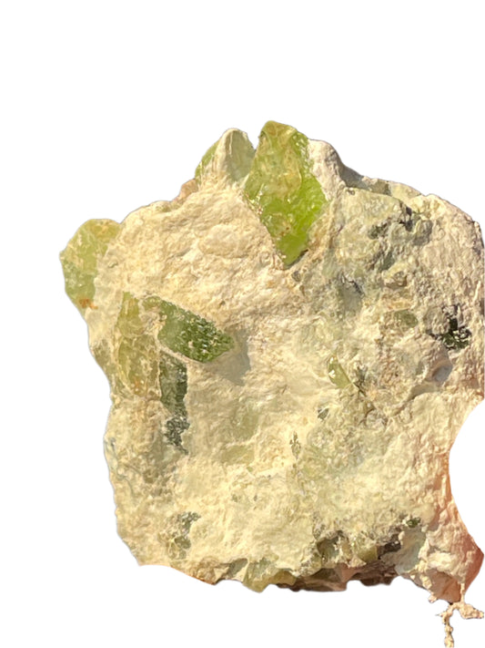 39 gram Peridot Crystal on feldspar from Mansehra Pakistan