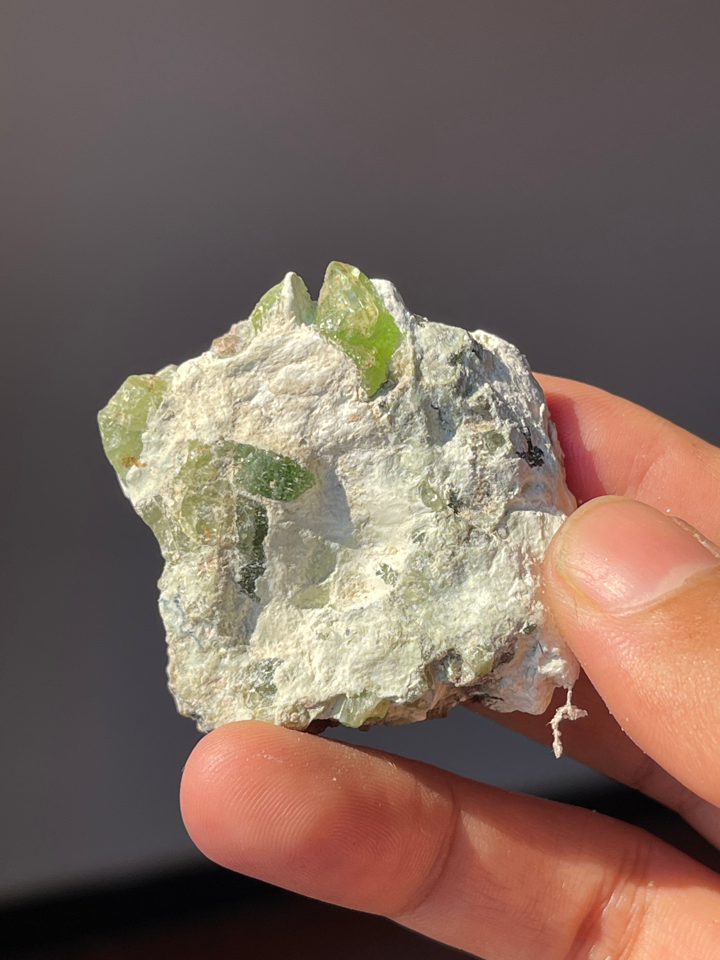 39 gram Peridot Crystal on feldspar from Mansehra Pakistan
