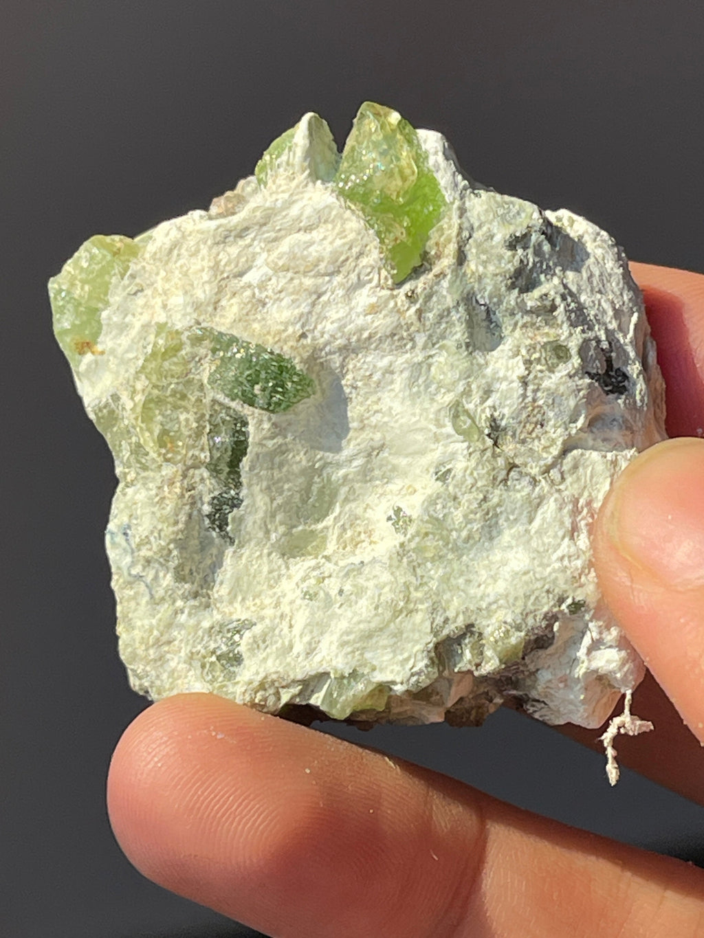 39 gram Peridot Crystal on feldspar from Mansehra Pakistan