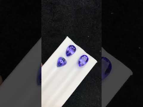 Loose Pear Tanzanite Stones, 3 Pieces, 8.95 Carats