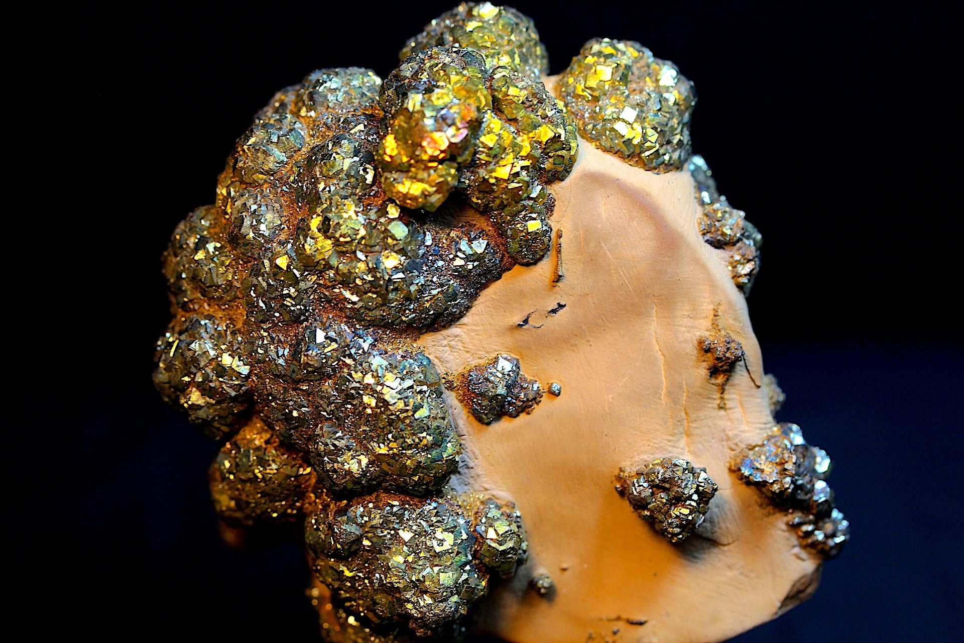 A visually striking specimen featuring pyrite