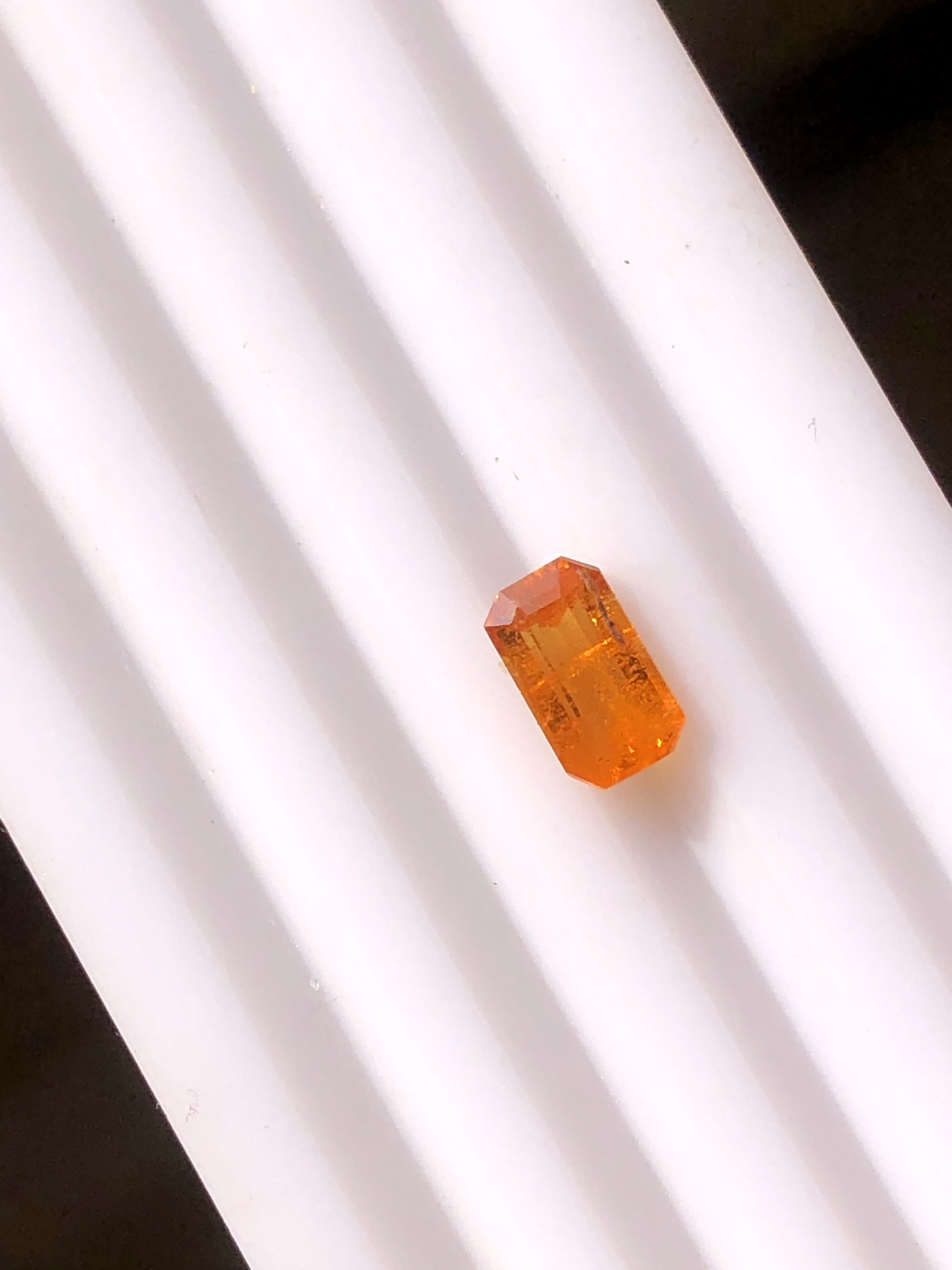 0.98 Carat Rare Clinohumite Loose Colored Stone  -Orange- Emerald Cut