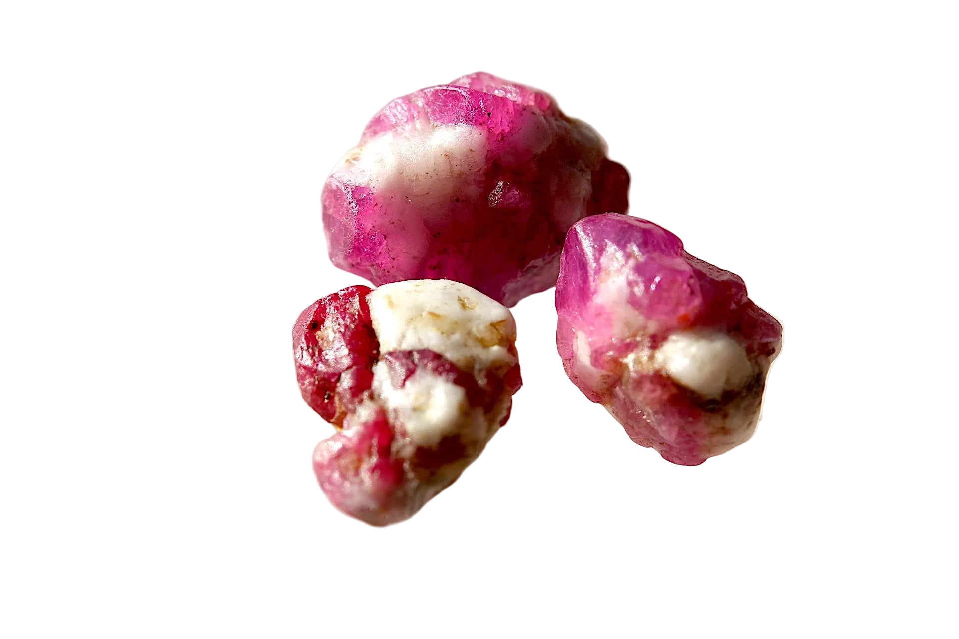 Pink ruby crystals on matrix 