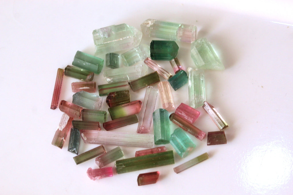 100 Carats Natural Rough Tourmaline Crystals for Cutting and Collections