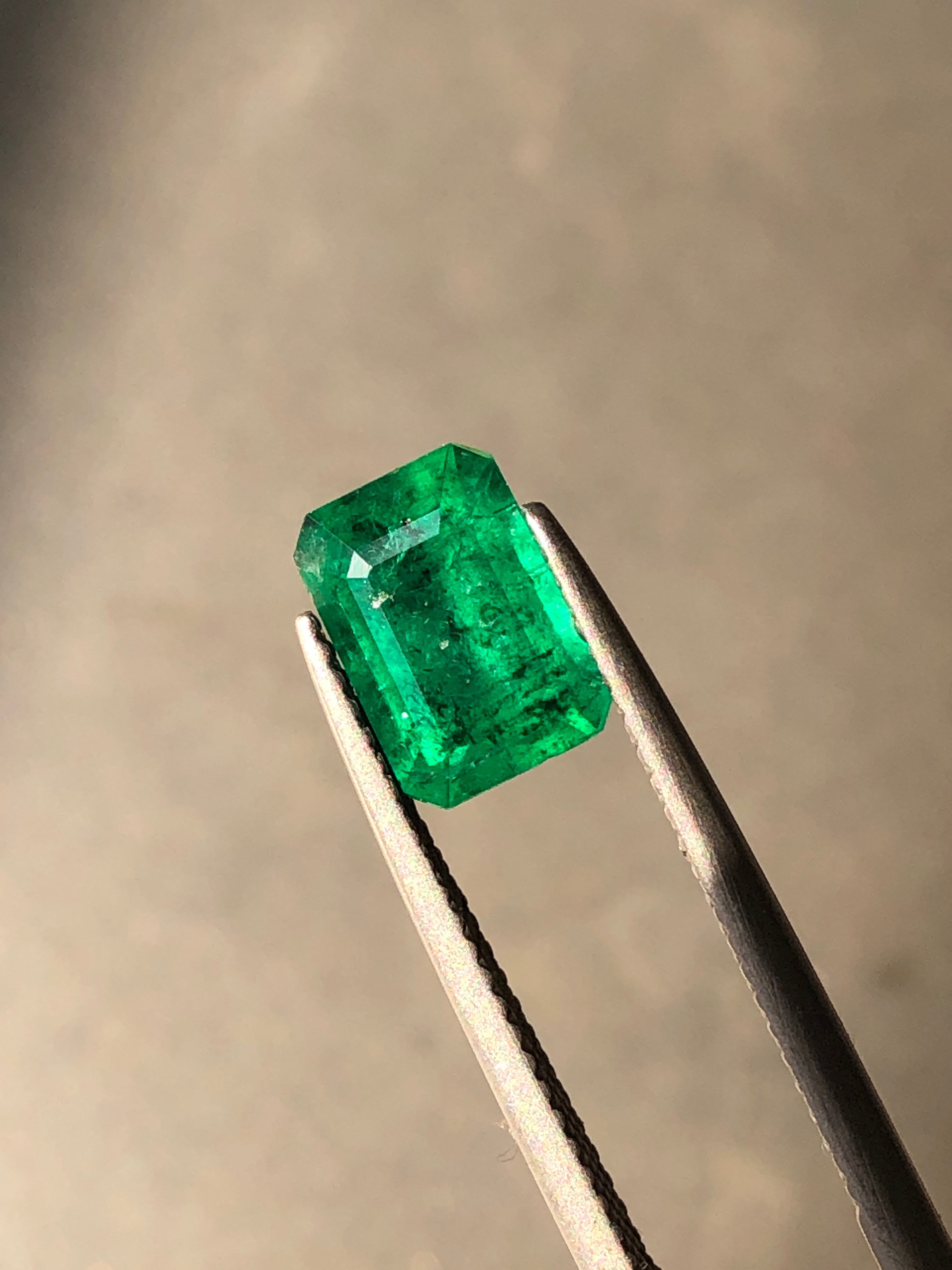 1.96 carats Octagonal Vivid Green Emerald Loose Gemstone - Swat, Pakistan