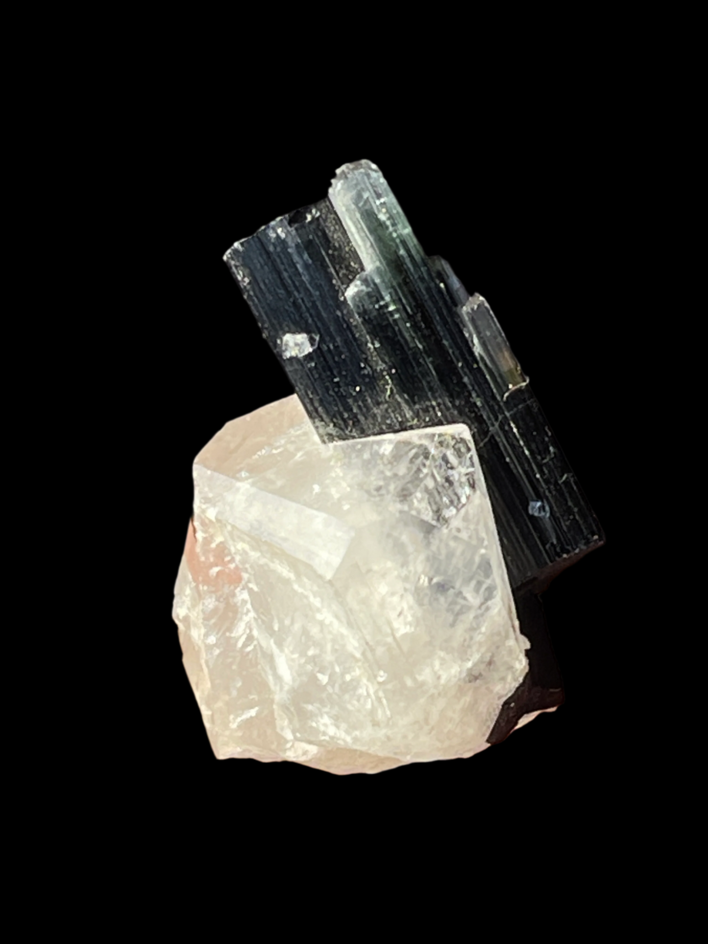 17 gram Stak Nala Tourmaline on Quartz Crystal from Haramosh Mount, Gilgit Pakistan