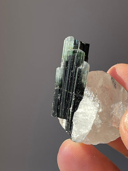 17 gram Stak Nala Tourmaline on Quartz Crystal from Haramosh Mount, Gilgit Pakistan